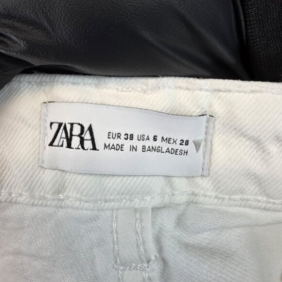 Zara Shorts Womens 6 White High Rise Denim Button Fly Raw Hem Cutoff Cotton - Picture 9 of 10